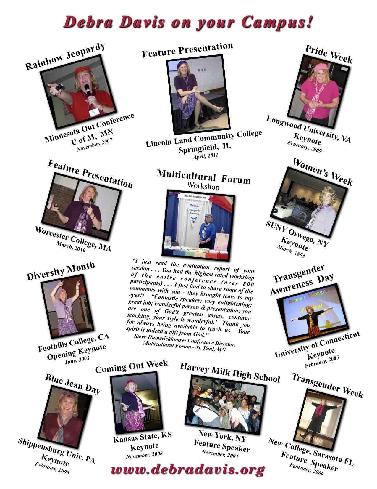 Colleges Debra Davis has presented at